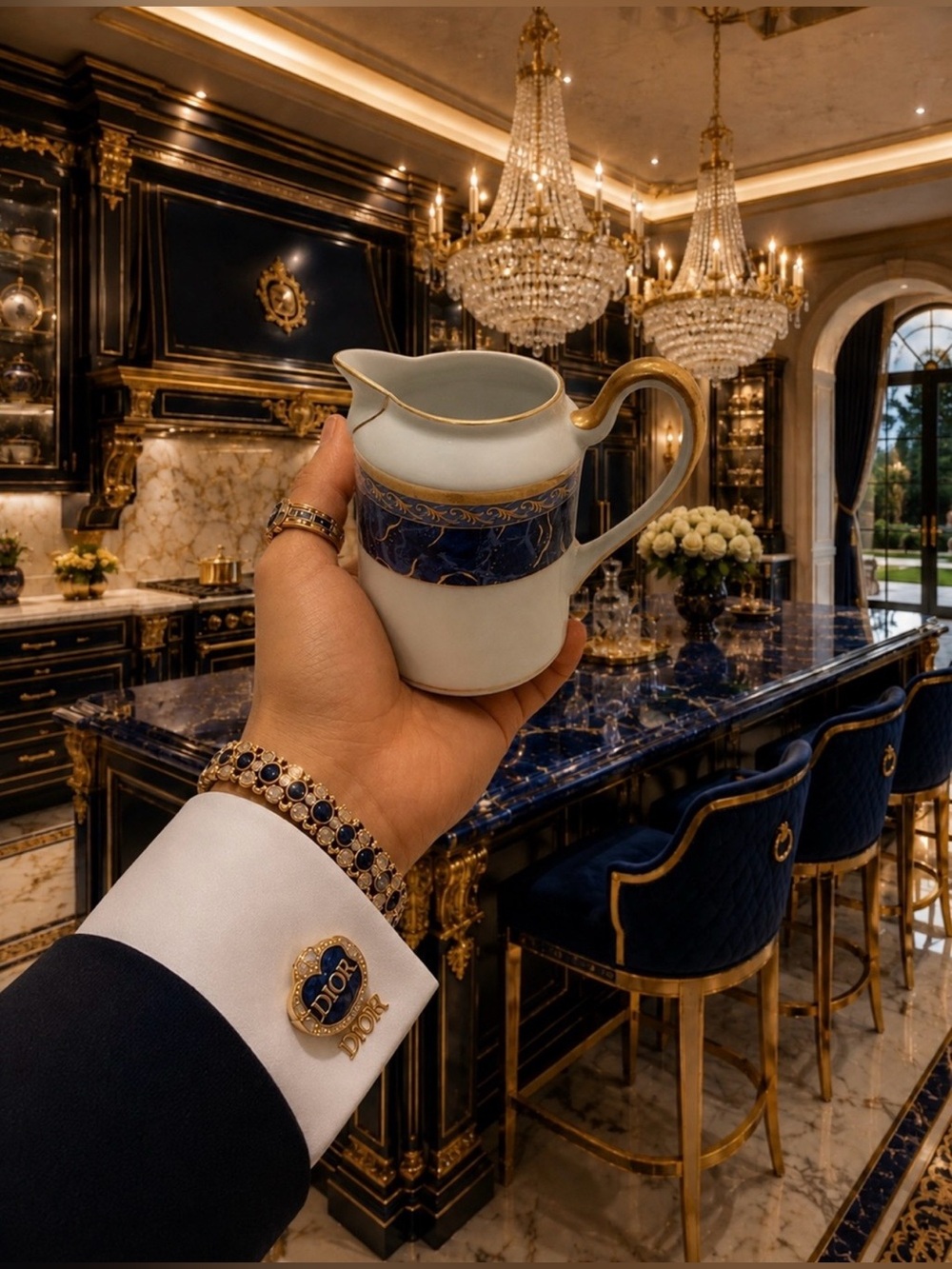 Christian Dior Azure Royale Fine Original Art Creamer Cream Pitcher 90s Vintage - Picture 8 of 16